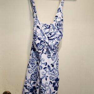 Elegant Blue Floral One-Piece Swimsuit